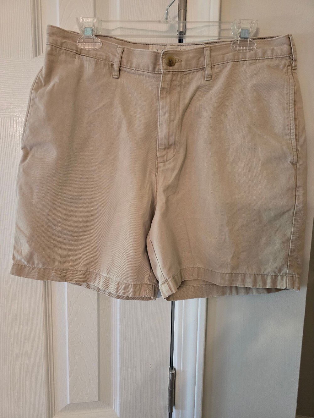 Lands End Classic Khaki Cotton Shorts - Neutral Beige Size 32